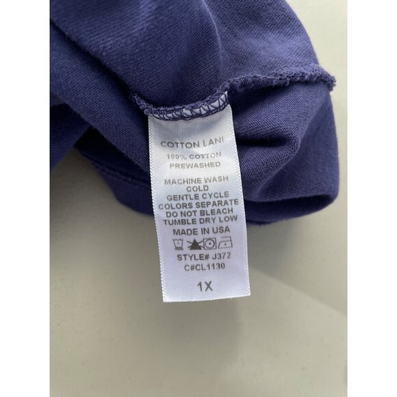 Cotton Lani Dress Plus Size 1X Short Sleeve Pockets Navy Blue Cotton Essentials - Picture 5 of 7